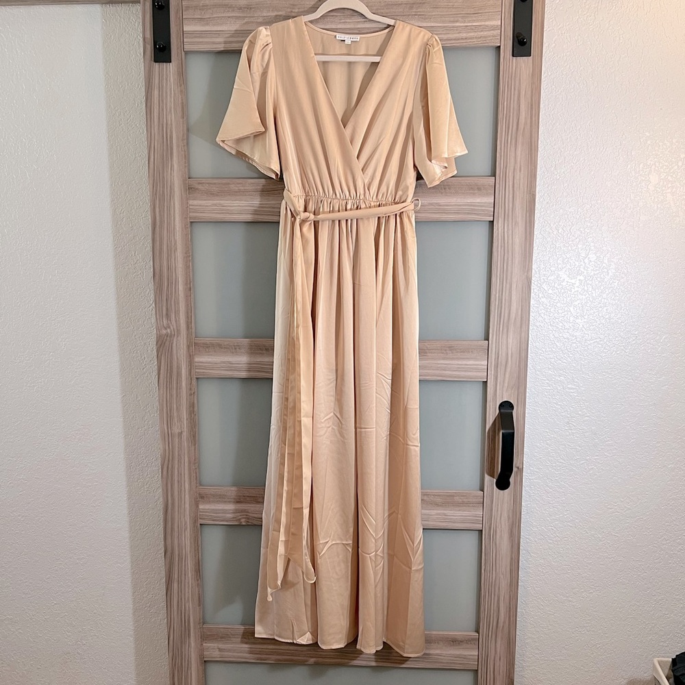 Baltic Born | Sicily Satin Maxi Dress Natural Champagne